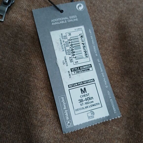 NEW M&S Cotton Rich Zip Sweater Marks & Spencer Tobacco Color Tan Medium #491 - Picture 6 of 8